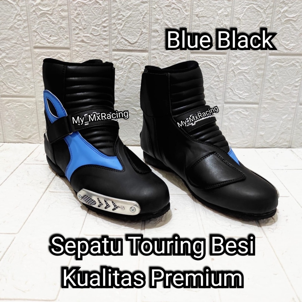 sepatu touring besi protector motor sepatu balap race buat harian sepatu drag not cross or traiL BIRU BISA COD