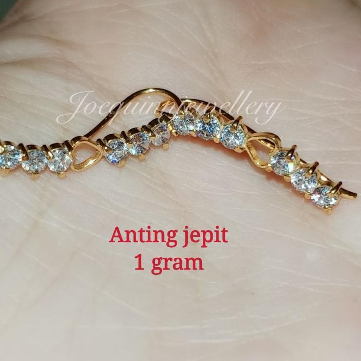 Hot Limited anting jepit panjang emas muda