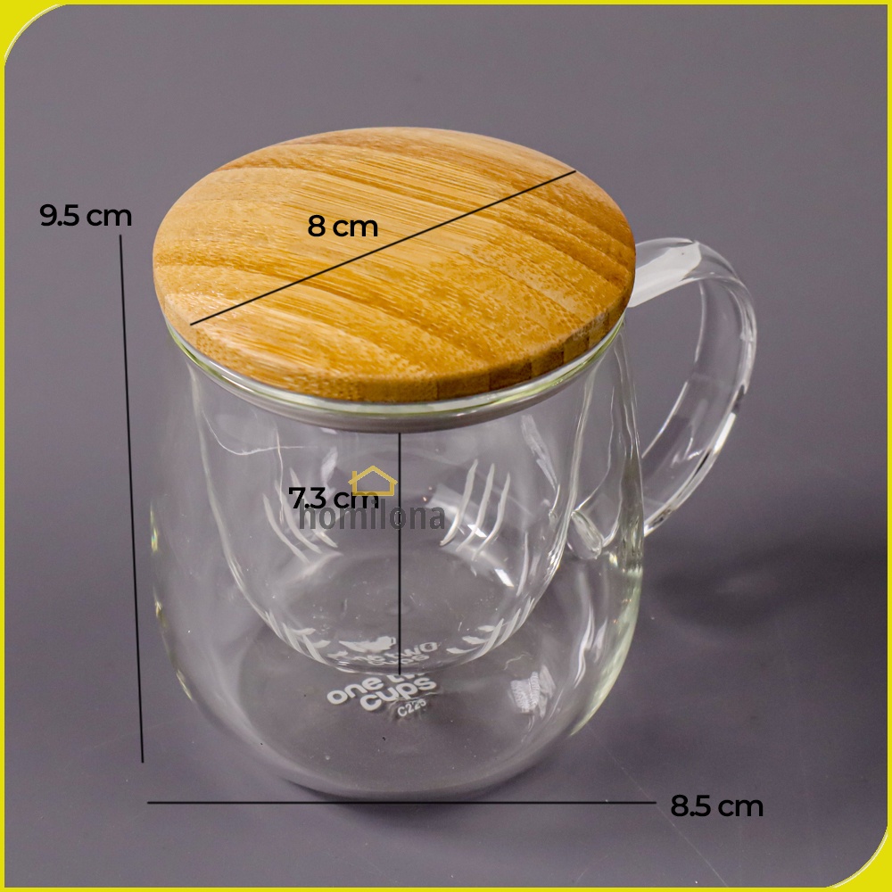 One Two Cups Gelas Cangkir Teh Tea Cup Mug 320ml 420ml with Infuser Filter C225 Transparent