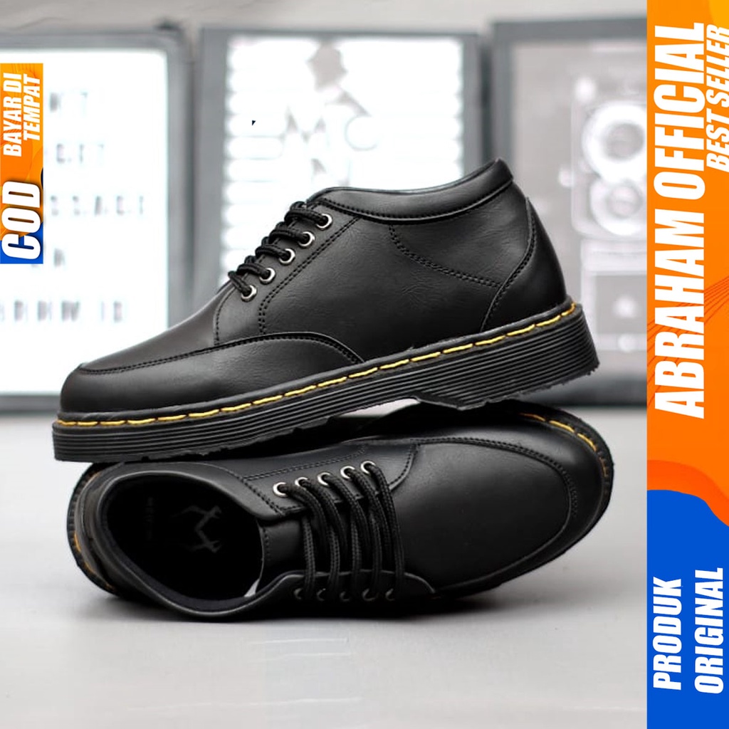 Sepatu Formal Pria Pantofel Docmart Low Boots Kerja Hitam Abraham HUGO