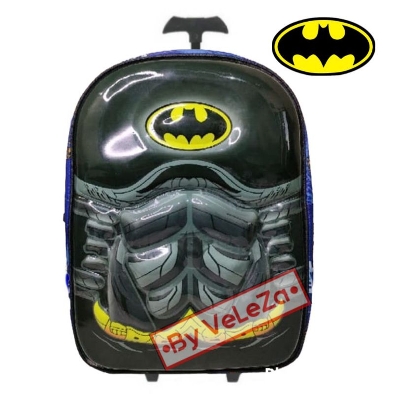 Tas Ransel Troli Anak Superhero LED Gambar 3Dimensi Tas SD