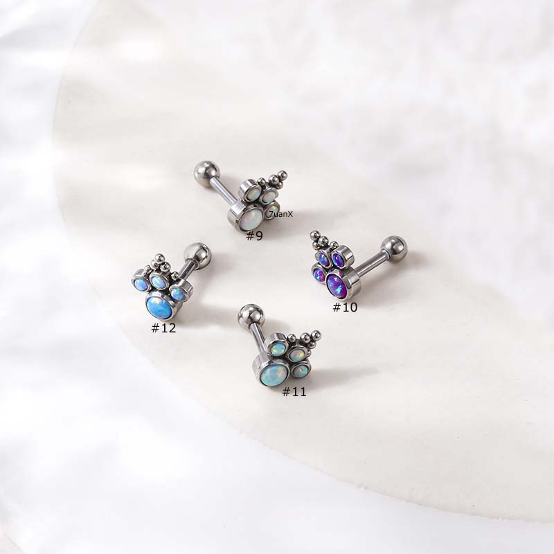 1biji Bahan Stainless Steel Dengan Opal Helix Pinna Cartilage Lobe 16Gauge Barbel Anting Stud