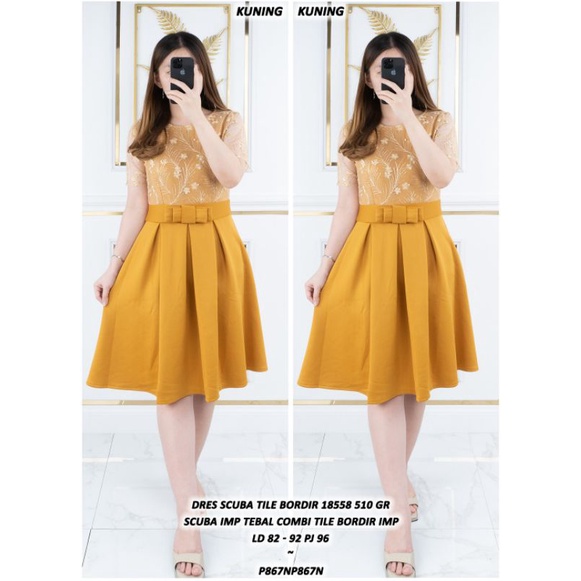 Dress Scuba Tebal Pita 1855 /ld 90