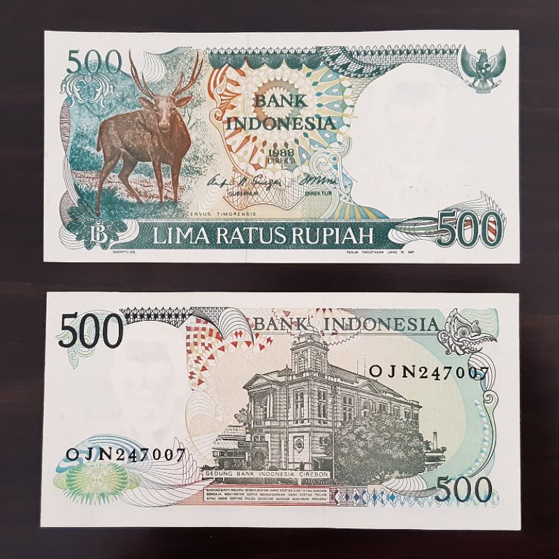 Uang kuno 500 Rupiah Rusa Kijang 1988