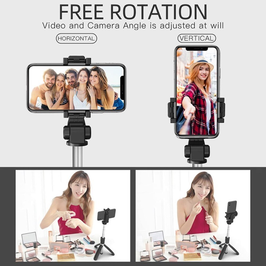 Tongsis Tripod Remote BT Selfie Stick Macaron 3 in 1 JC-11