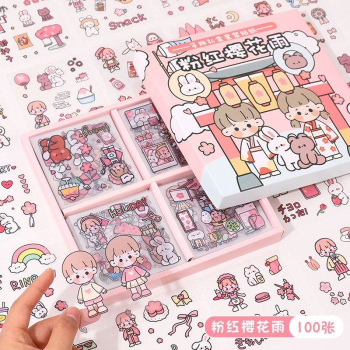 

Stiker Stiker Aesthetic Lucu Unik Transparant 1 Kotak Isi 100 Lembar