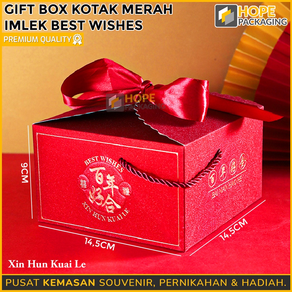 Gift Box Imlek Souvenir Size : 14.5x 14,5x 9 cm Hampers Bag / Tas Souvenir  imlek + tali premium