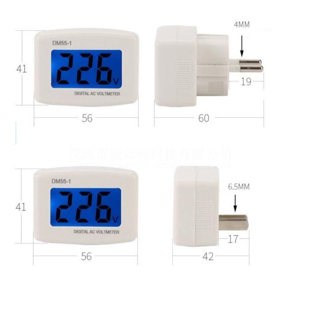 Lanfy Wall Flat Voltage Meter LCD DM55-1 Alat Ukur AC Plug Volt Meter