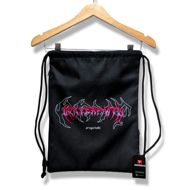 Rofad Store - Tas Serut Metal Gradasi - String Bag bahan kanvas - tas sekolah olahraga unisex warna hitam terbaru