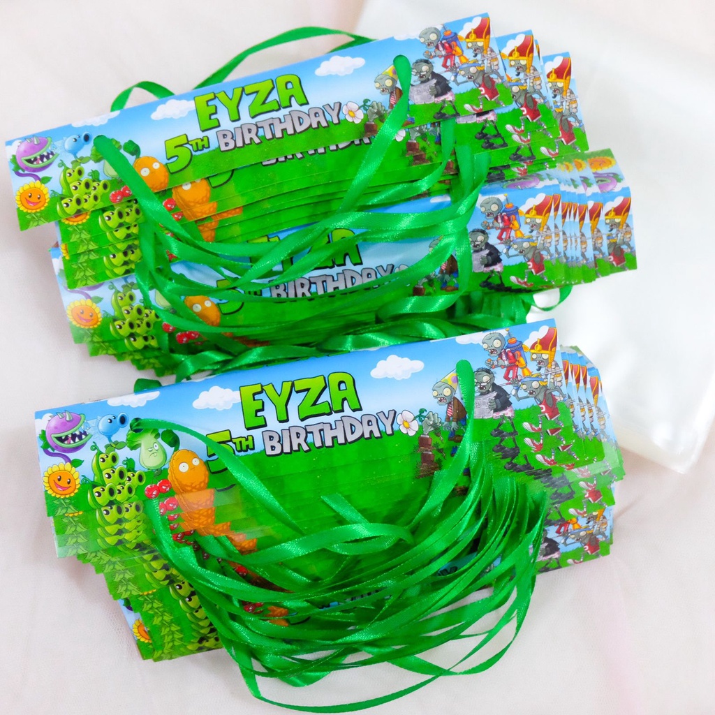 

Plant VS Zombie Label Kantong Snack Goodie Bag Birthday / Kantong Souvenir Hampers Ulang Tahun