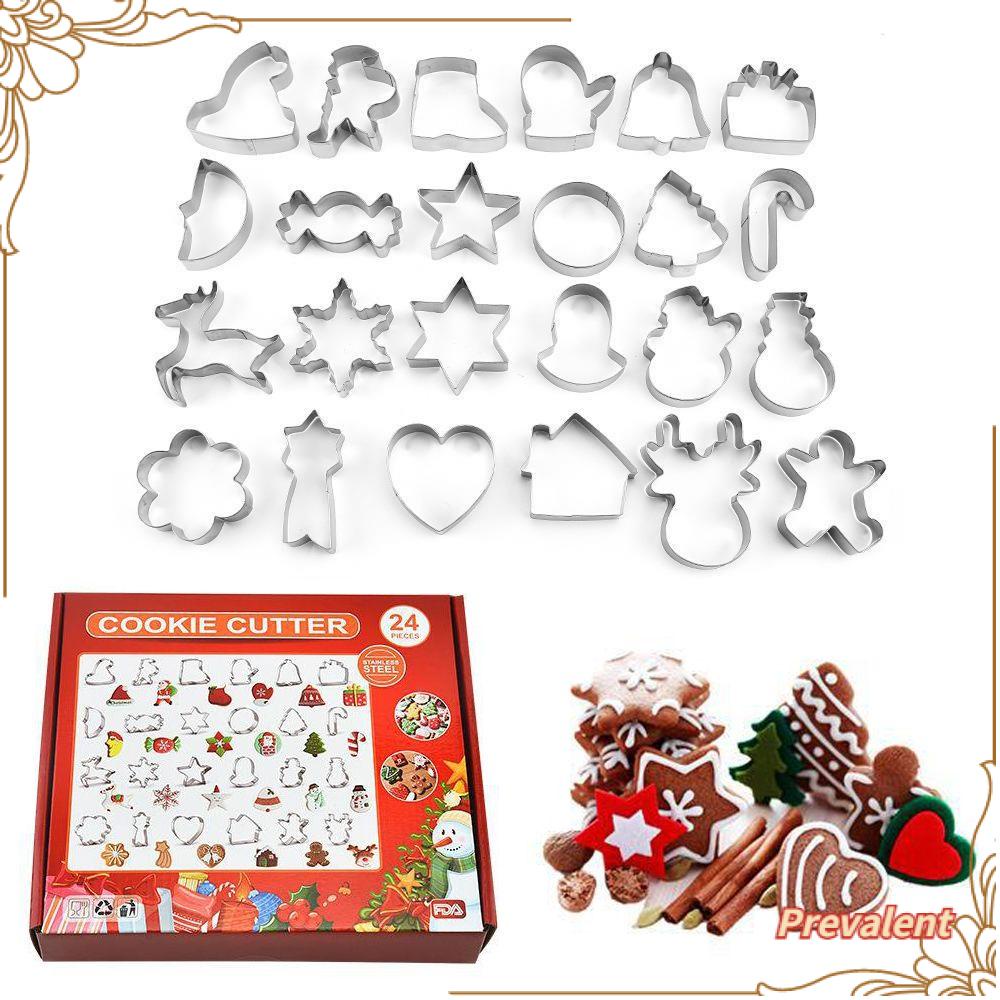 Preva 24pcs 3D Natal Dapur Stainless Steel Cetakan Kue Cake Mold