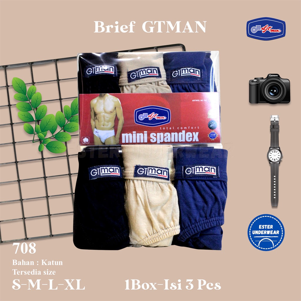 Celana GTMAN Mini Spandex GT 708B Bahan Katun Isi 3 Pcs
