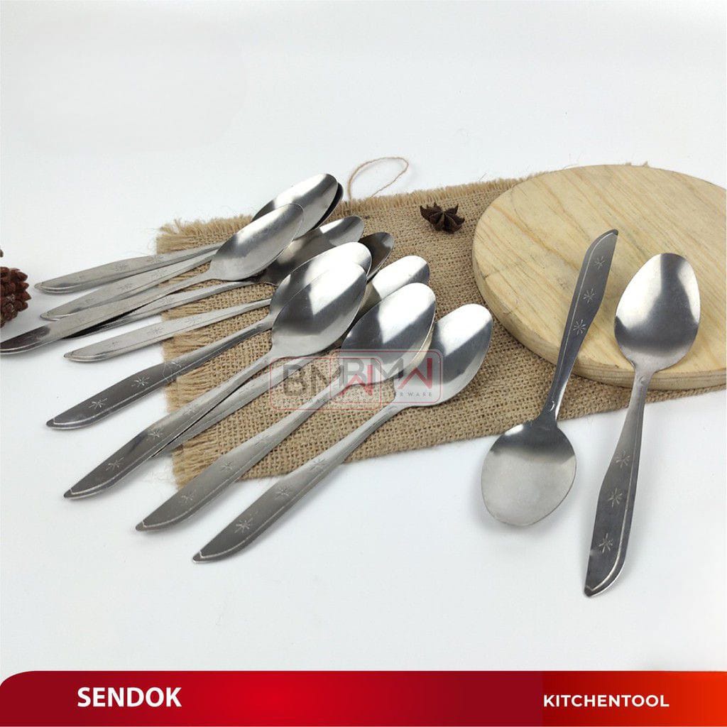 SENDOK MAKAN STAINLESS LUSINAN/SENDOK MAKAN BATIK/SENDOK BATIK 12 PCS FREE BUBBLE FBL
