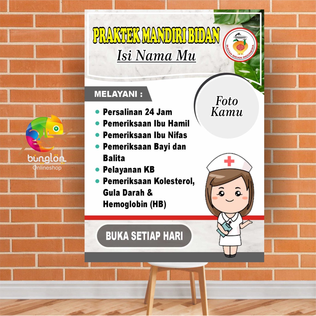 Poster Praktek Bidan Mandiri, Poster Praktek Bidan, Poster Praktek Dokter Reques Foto & Tulisan Mode