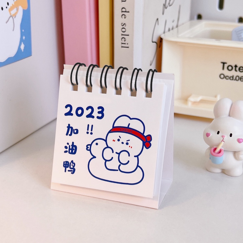 2023kalender Meja Mini Gaya Ins Versi Korea/ Desktop Kalender Hewan Kartun Lucu