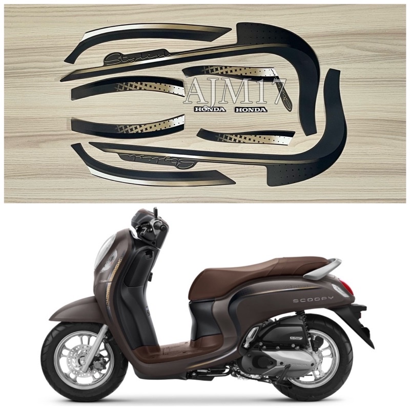 STIKER STRIPING MOTOR SCOOPY 2023 COKLAT ABU STYLISH BROWN