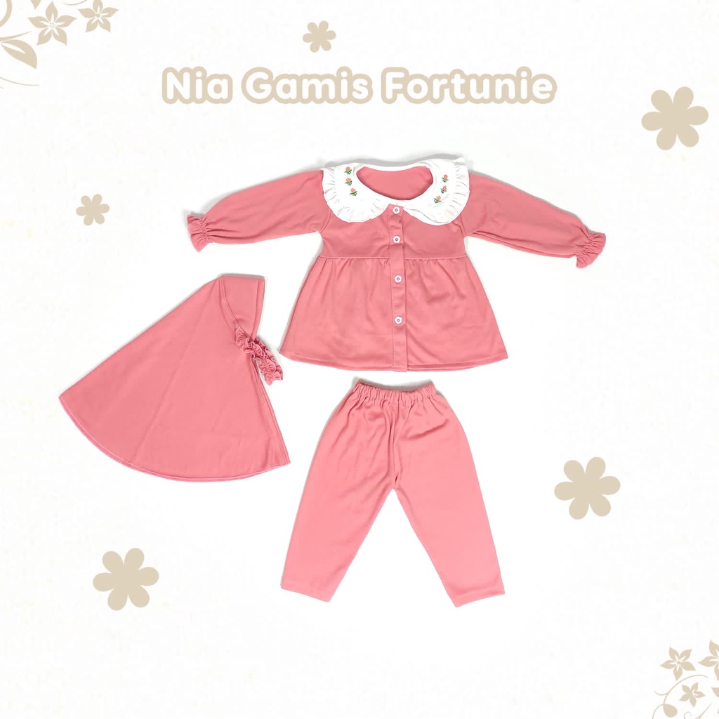 NEW !!! NIA BABY GAMIS FORTUNIE - GAMIS BAYI DENGAN CELANA UKURAN 6 - 16 BULAN