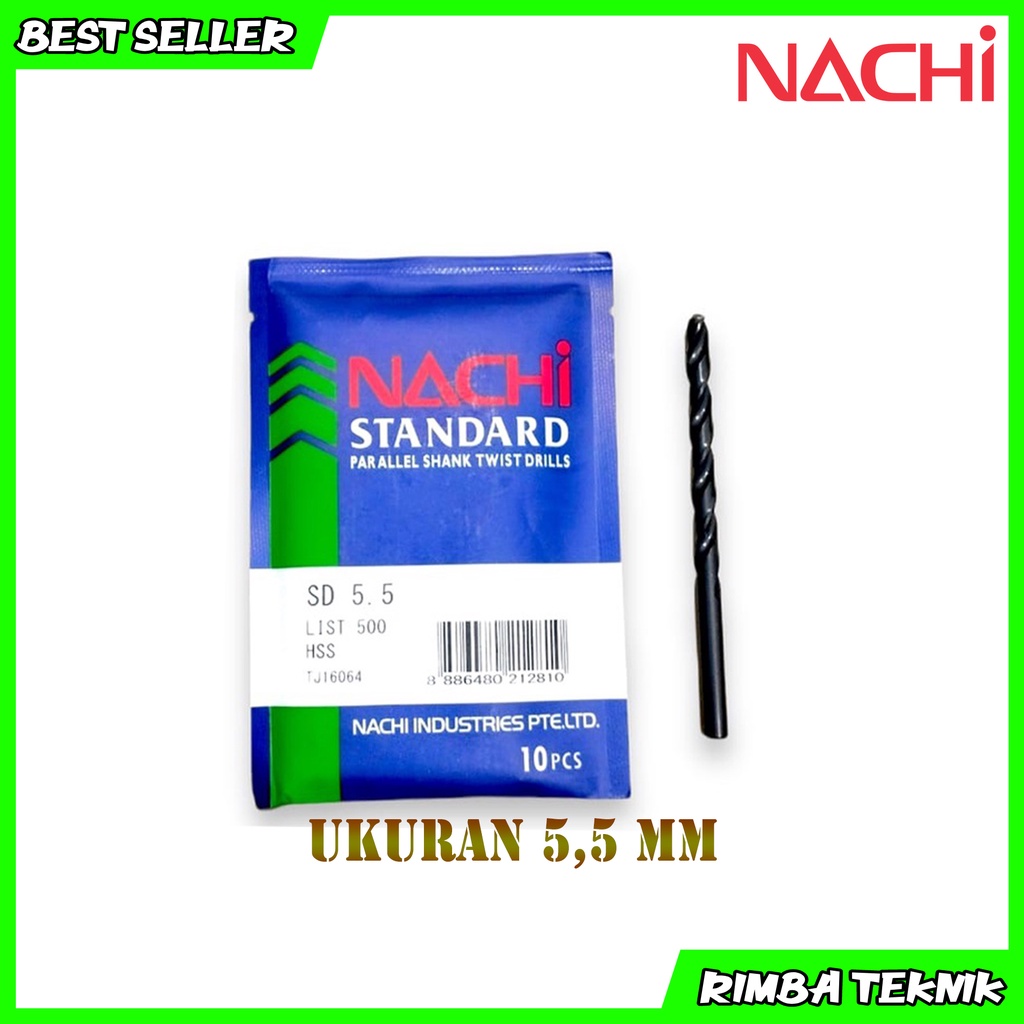Mata Bor Besi HSS Nachi Asli Ukuran 5.5 mm Original