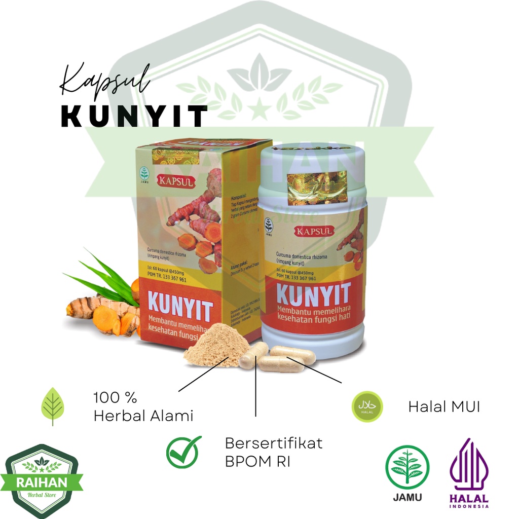 Kapsul Kunyit Tazakka Kunyit Bubuk Ekstrak 60 Kapsul Original Imun Booster Halal BPOM Obat Herbal Ka