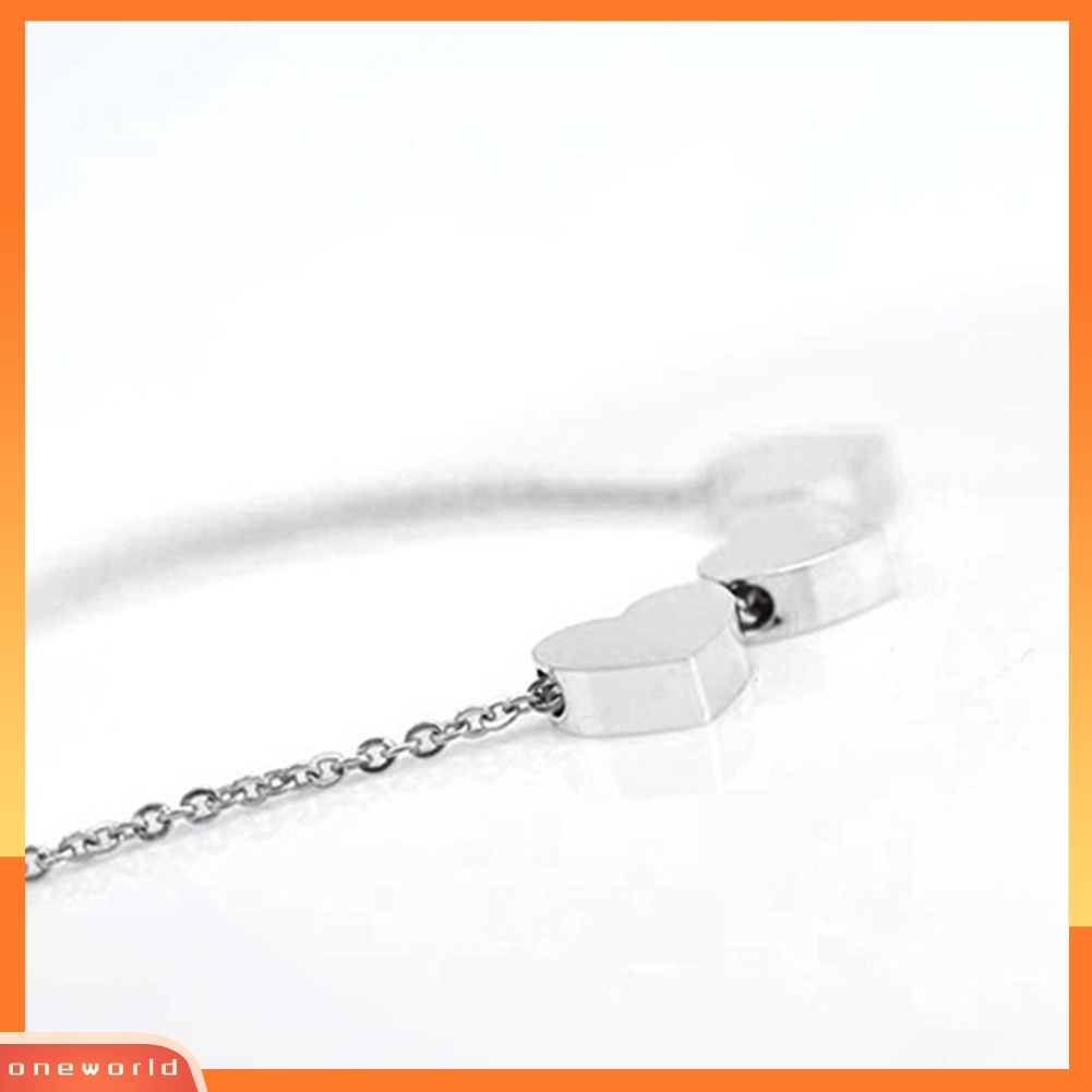 [WONE] Perhiasan Fashion Wanita Tiga Cinta Hati Rantai Liontin Pernyataan Choker Kalung Kalung