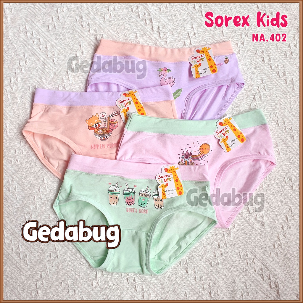 3 Pcs - CD Celana dalam anak Perempuan Girl Sorex NA 401 Super soft | Size M-XL Gedabug