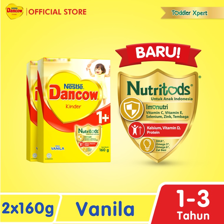 

Nestle Dancow 1+ dengan Nutritods Susu Pertumbuhan Rasa Vanila 1-3 Tahun Box 160 gr