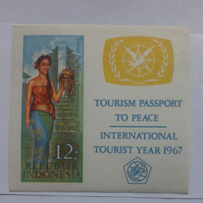 

Perangko Internastional Tourist year 1967 Pariwisata Indonesia sheet 1 prangko