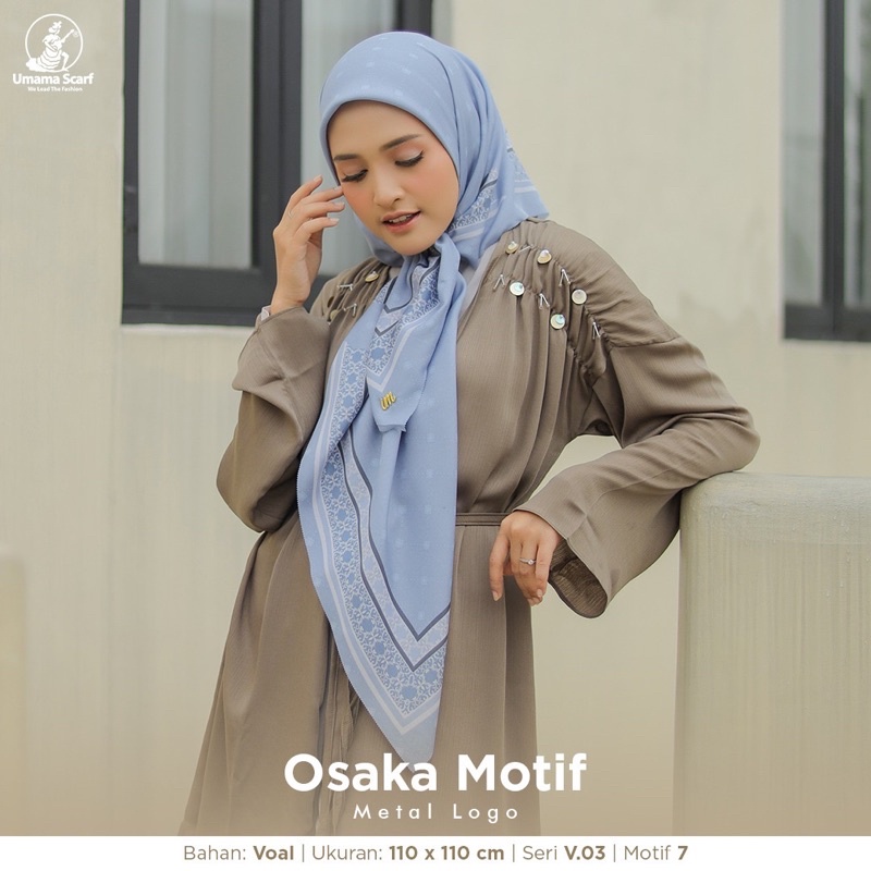 (V.03) PART 2 HIJAB SEGIEMPAT OSAKA MOTIF LC ICON METAL LOGO UMAMA SCARF