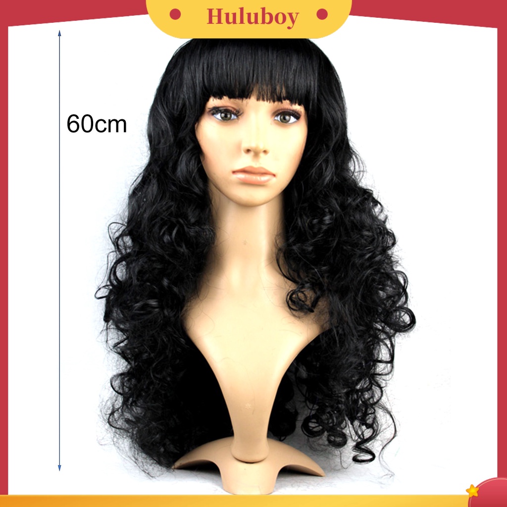 Wig Rambut Palsu Wanita Model Panjang Lurus Gelombang Bahan Mesh Tahan Angin