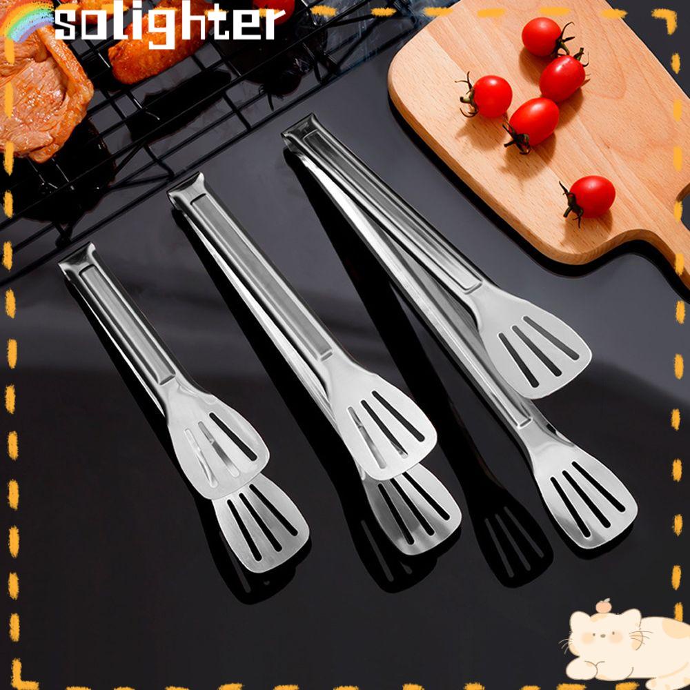 Solighter Food Clip Pastry Masak Anti Panas Salad Saji Stainless Steel