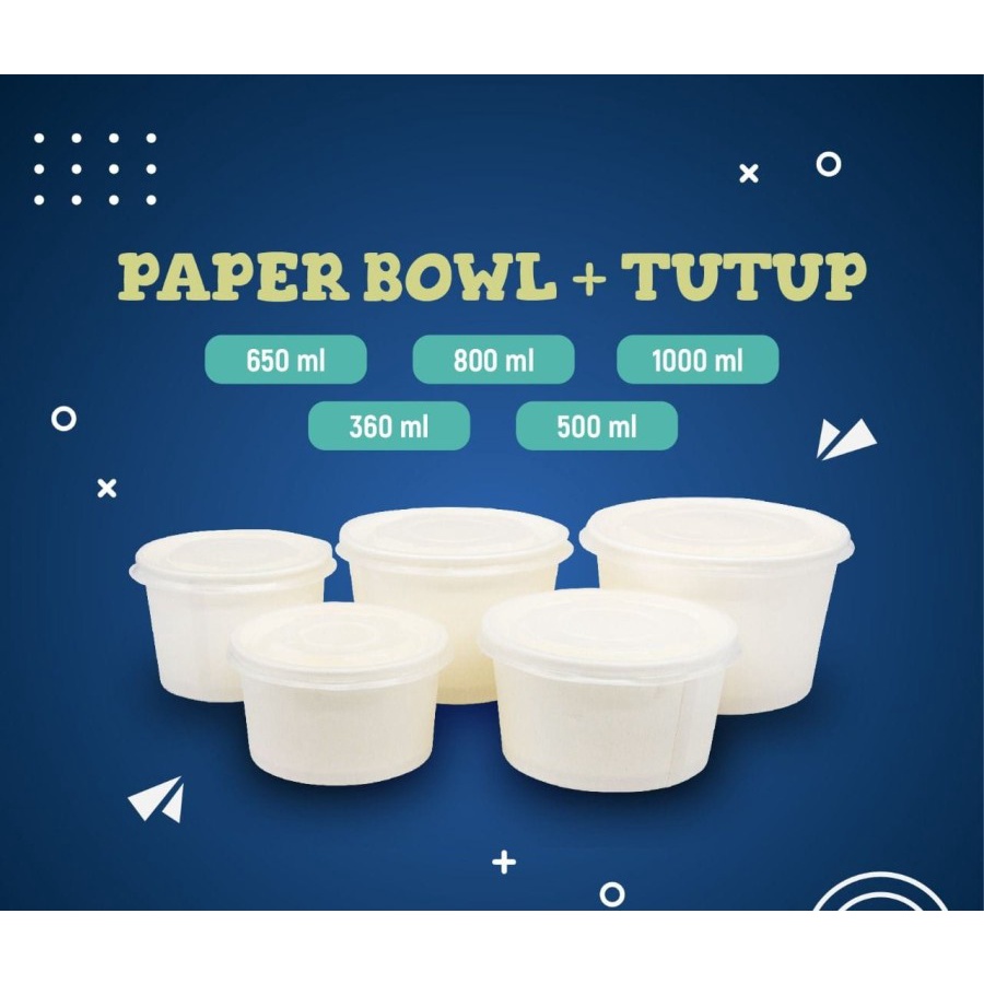 Mangkok Sop / Paper Bowl 360 ML + Tutup @10 Pcs