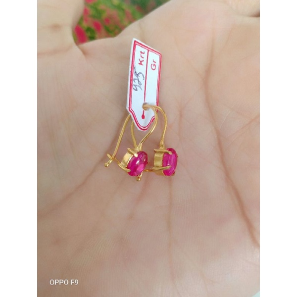 anting perak asli 925 lapis emas 22karat