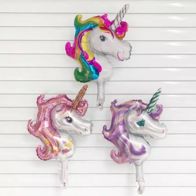 BALON FOIL HEAD UNICORN MINI / BALON KEPALA UNICORN MINI SATUAN 30 CM