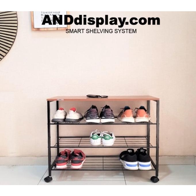 RAK SEPATU SUSUN 4 - RAK SEPATU BESI - RAK SEPATU KAYU MINIMALIS paling dicari