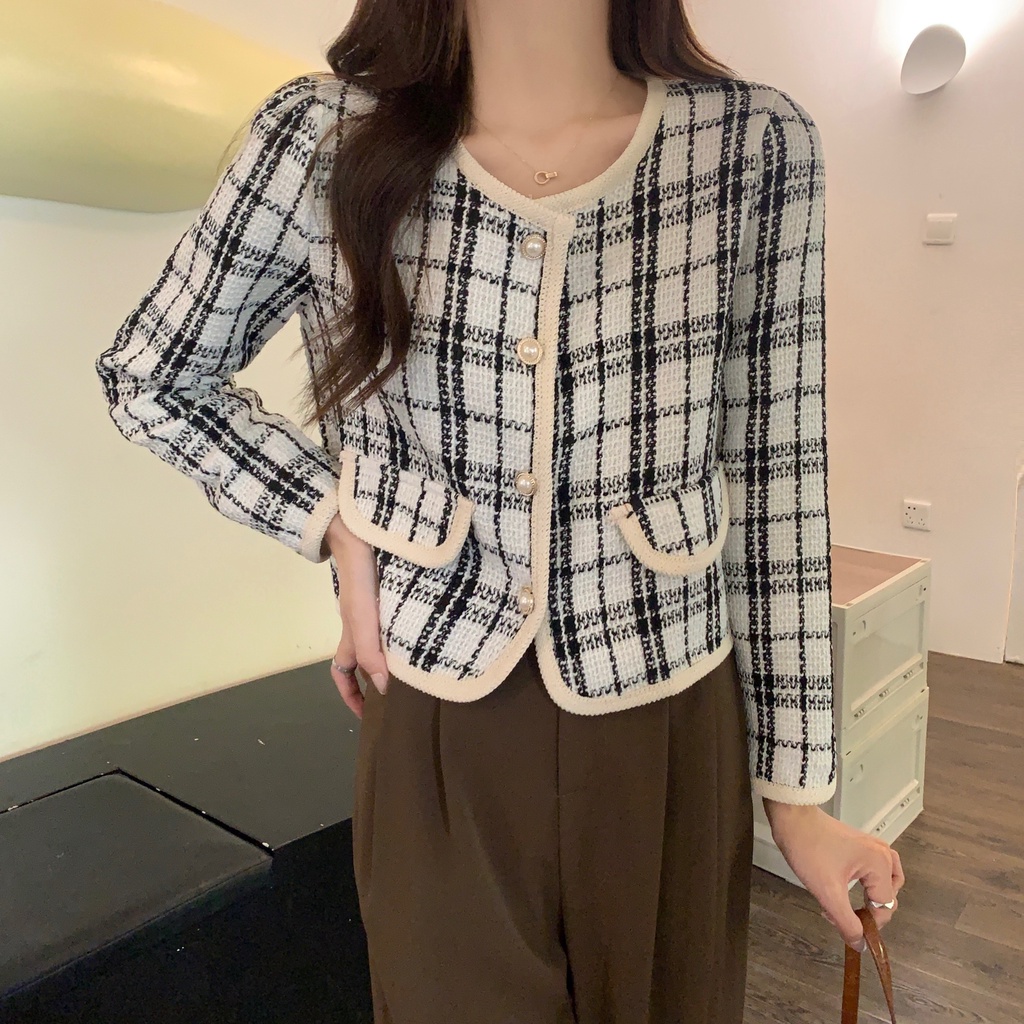 [2 warna] Jaket Wanita Terbaru Lengan Panjang Jacket Mantel Pendek Korean Style