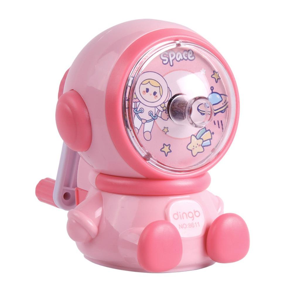 AUGUSTINA Pengasah Pensil Kreatif Kawaii Astronot Tangan-Engkol Anak Adjustable Alat Tulis Siswa