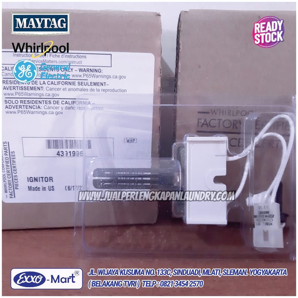 Igniter / Pematik Original Sparepart Dryer / Pengering Whirlpool - Maytag