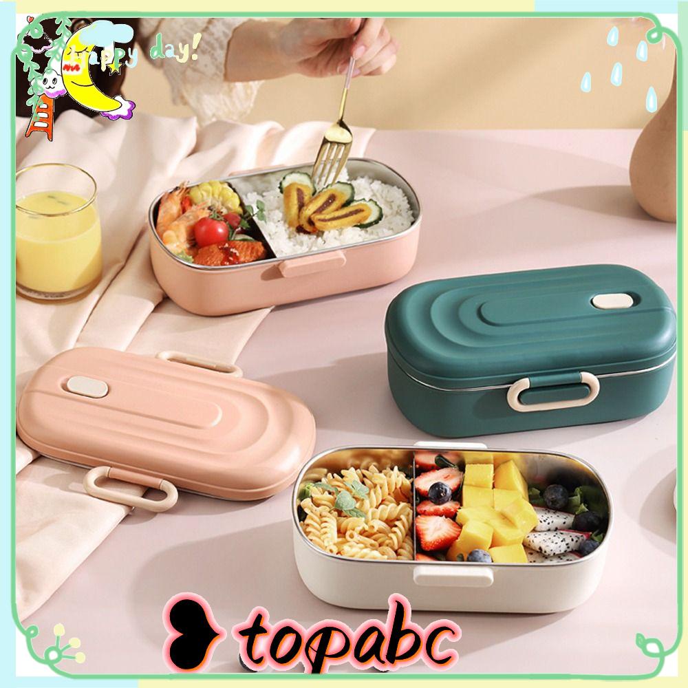 Top Lunch Box Microwavable Rectangle Grid Untuk Siswa Pekerja Kantor Wadah Makanan