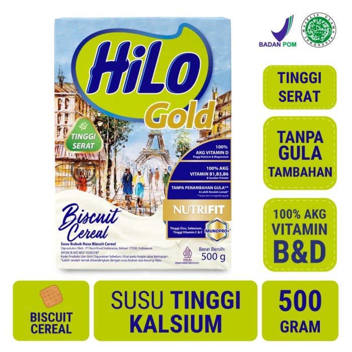 

(BISA COD) HiLo Gold Biscuit Cereal 500gr - Susu Tinggi Kalsium Tinggi Serat