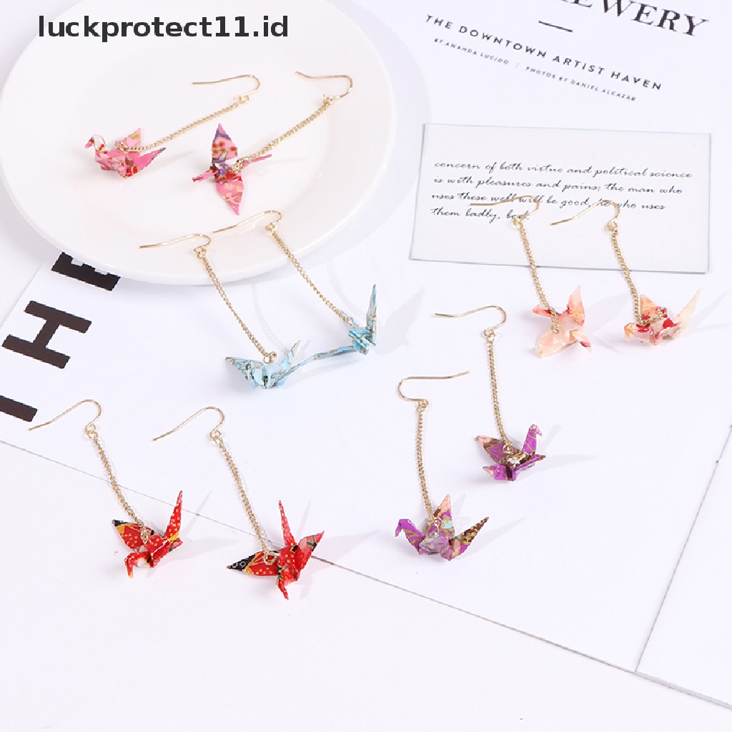 /Fashion Hot//// Kranich Anting Origami Miniblings Burung Bangau Faltkunst Senbazuru Kertas.