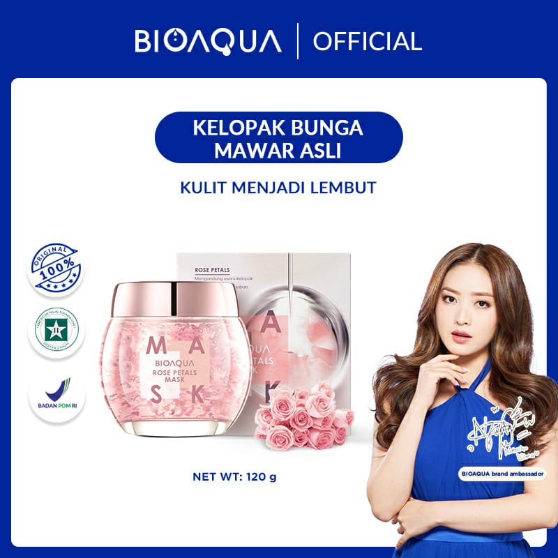 BIOAQUA Rose Petals Mask Jelly Mask 120g Masker Gel Whitening Calming Mask