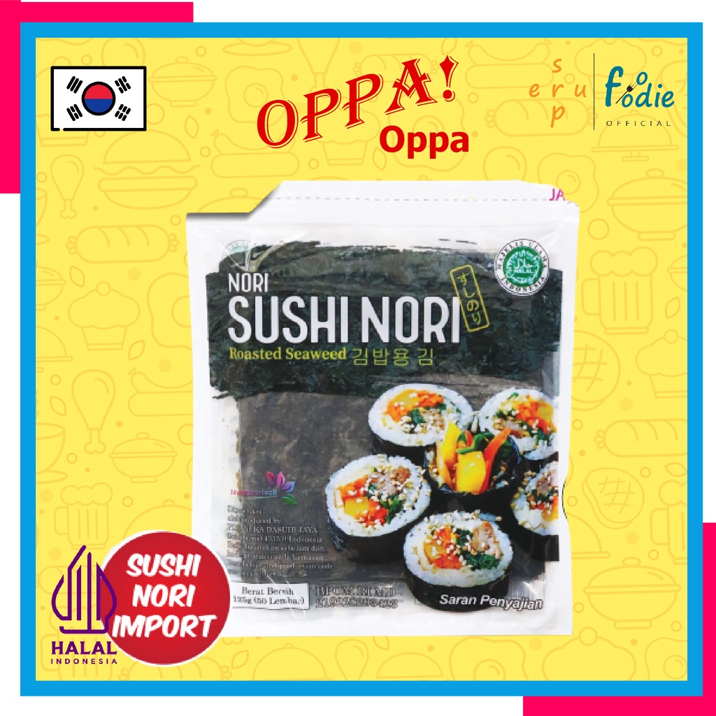 

SUPERFOODIE Sushi Nori / Seaweed / Rumput Laut Kimbab Onigiri Halal Korean Food 5, 10, 20, 50 Lembar Sheet