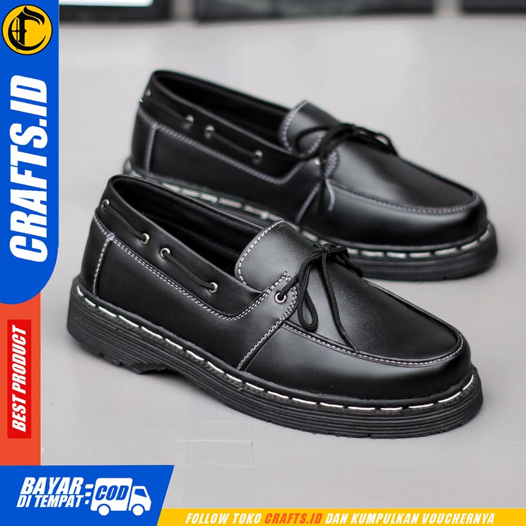 CRAFTS malm - Sepatu Loafers Docmart Formal Casual Kerja Pria Hitam