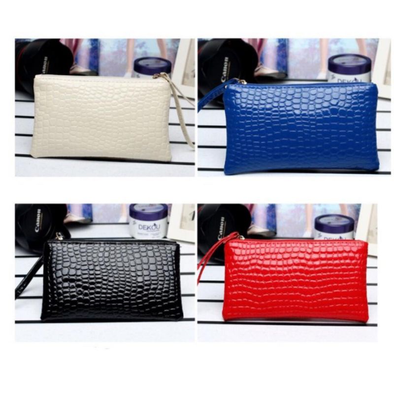 Pouch Serbaguna Bahan Croco Pouch HP Koin Kosmetik