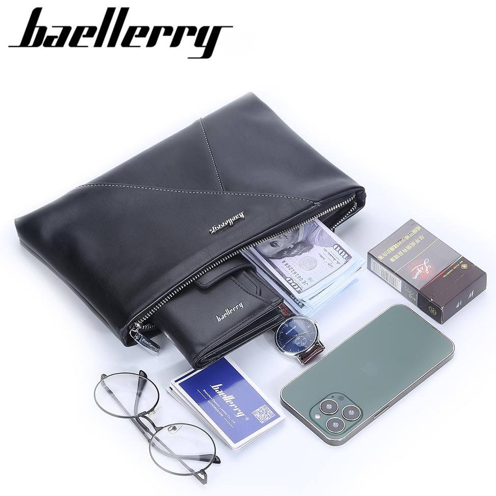 CLUTCH BAG TAS TANGAN PRIA WANITA HANDBAG POUCH KULIT HITAM IMPORT BAELLERRY ORIGINAL BAHOBA WA564B5