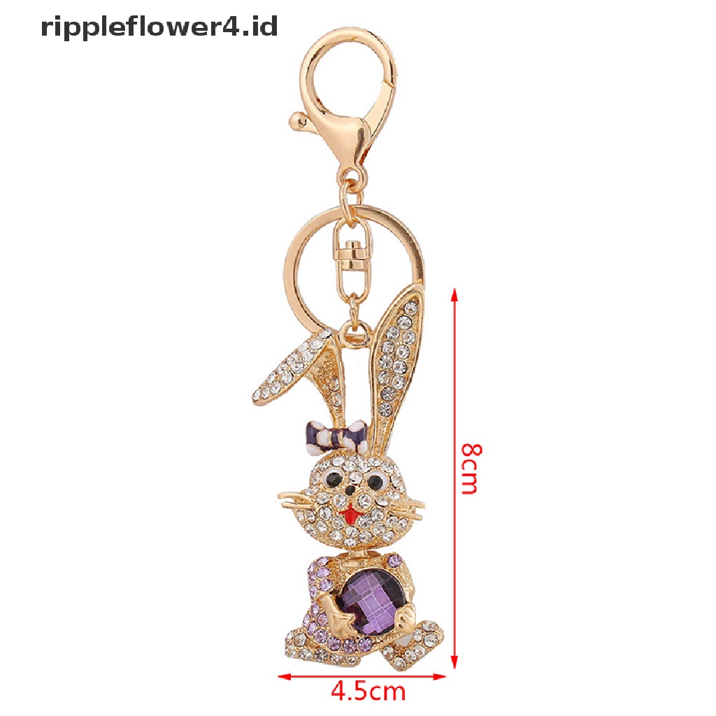 {rippleflower4.id} Kartun Alloy Berlian Imitasi Kelinci Gantungan Kunci Keyring Liontin Tas Tangan Mobil Gantungan Kunci~