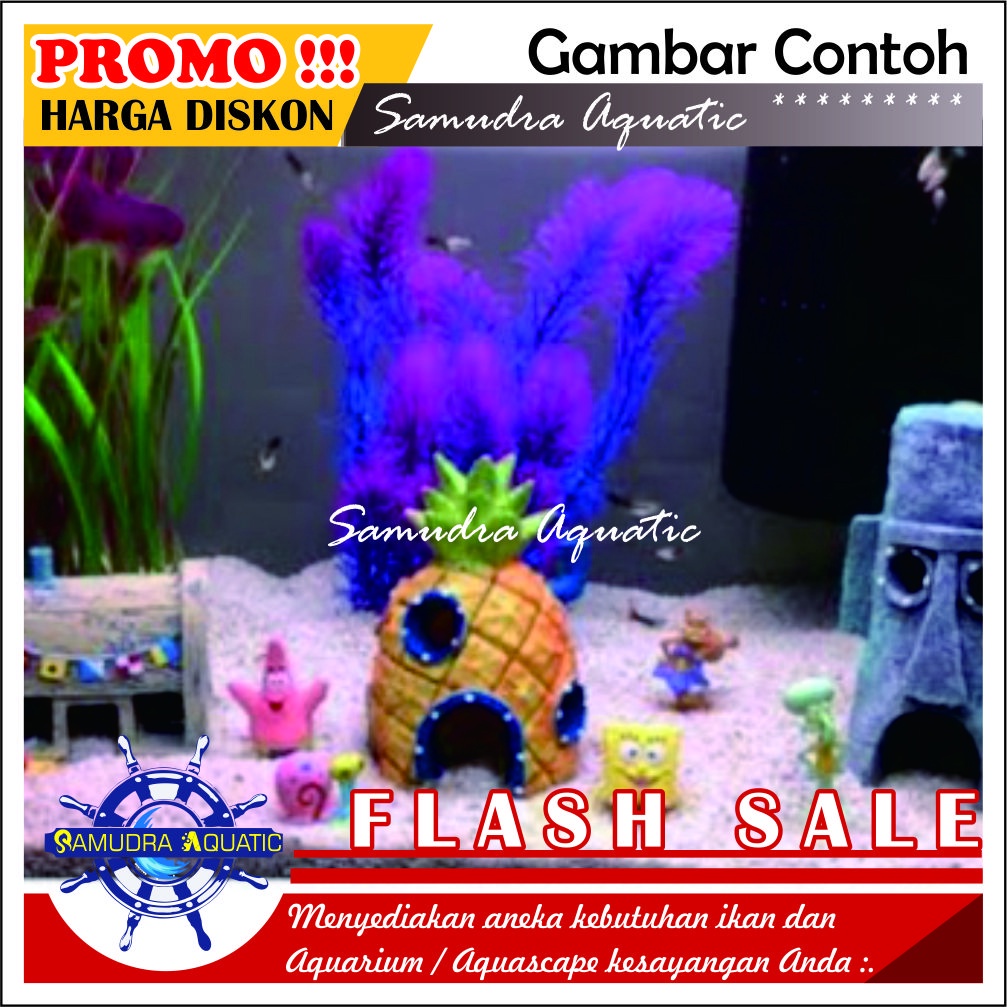 Hiasan SPONGEBOB Aquarium, Spongebob Aquarium, Mainan Spongebob Bikini Botton, Hiasan Fiber (GRATIS BUBLE WRAP)