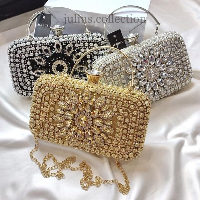 Tas Wanita Clutch Pesta Permata Diamond Arab Import