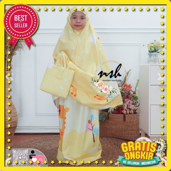Mukena Anak Apna Polos Hello Kitty Lucu Umur 3 4 5 Tahun Bahan Jersey Balon Adem Mukenah Anak Murah 