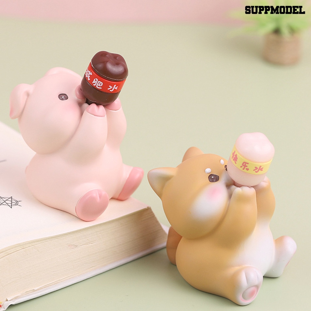 [Auto] 7 cm Animal Figure Mainan Panda Kelinci Piggy Puppy Landscape Boneka Resin Model Ornamen Desktop Indah Kartun Hewan Model Patung Dekorasi Mobil Hadiah Natal